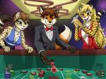 2018 4:3 5_fingers alric_kyznetsov amber_eyes anthro big_breasts biped black_nose black_tie_(suit) blonde_hair bow_(feature) bow_tie bracelet breasts canid canine casino cheetah chest_tuft cleavage clothed clothing craps curvy_figure d6 dice digital_drawing_(artwork) digital_media_(artwork) dress english_text evening_gown eyebrows eyelashes felid feline female fingers fox friends fur gambling gaming gem group hair heresy_(artist) hi_res hybrid jewelry kora_brandis long_hair male male/female mammal markings mihari multicolored_body multicolored_fur necklace open_mouth orange_body orange_fur pantherine pearl_(gem) poker_chip red_fox side_boob sideless_clothing sideless_dress skimpy smile snow_leopard spots spotted_body spotted_fur standing suit teeth text throwing tongue true_fox tuft two_tone_body two_tone_fur voluptuous white_body white_fur yellow_body yellow_fur