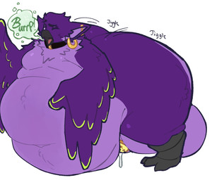 anthro avian_feet balls beak belly big_balls big_belly big_butt bodily_fluids burp_cloud burping butt chastity_cage chastity_device collar ear_piercing genital_fluids genitals huge_balls huge_belly huge_butt hyper hyper_balls hyper_belly hyper_butt hyper_genitalia male morbidly_obese obese overweight piercing precum shaking_butt solo lopsalien gen_(natronus) avian bird corvid corvus_(genus) crow oscine passerine hi_res nonbinary_(lore)