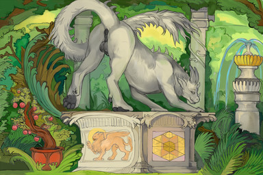 anus ass_up balls butt digitigrade feral fur genitals grass grey_horn horn male perineum plant quadruped sculpture solo statue diorionarh mythology okifur dragon furred_dragon furred_scalie mythological_creature mythological_scalie scalie hi_res