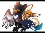 blue_eyes duo female feral happy heart_symbol open_mouth sitting magenta7 azukipuddles mythology azuki_(azukipuddles) magenta_(magenta7) avian bird canid canine fennec_fox fox gryphon mammal mythological_avian mythological_creature true_fox digital_media_(artwork) hi_res shaded