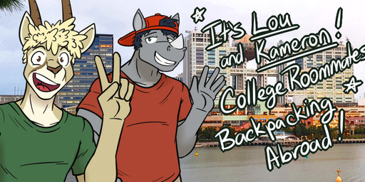 anthro backwards_baseball_cap backwards_cap backwards_hat baseball_cap clothing duo gesture hand_gesture hat headgear headwear horn looking_at_viewer male photo_background selfie smile smiling_at_viewer standing text v_sign waving fuze you_make_my_heart_rumble kameron_(fuze) lou_(fuze) antelope bovid mammal rhinoceros mixed_media photography_(artwork)