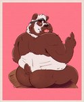 anthro black_body black_nose butt male overweight overweight_male simple_background sitting solo tongue tongue_out white_body 06betos11 bear giant_panda mammal 2024 hi_res