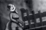 anthro anthrofied biped breasts city clothing explosives female german gloves grenade gun handwear holding_gun holding_object holding_ranged_weapon holding_weapon horn medal military_uniform mp_40 nazi outside ranged_weapon rubble ruins snow snowing solo standing submachine_gun uniform weapon devs-iratvs friendship_is_magic hasbro my_little_pony mythology rarity_(mlp) equid equine mammal mythological_creature mythological_equine unicorn 2014 3:2 greyscale hi_res monochrome