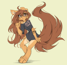 anthro biped breasts claws clothed clothed_anthro clothed_female clothing countershade_torso countershading feet female fingers front_view fur hair looking_at_viewer simple_background solo standing tail tattoo toes tinygaypirate apogee_(tinygaypirate) canid canine canis domestic_dog mammal 2026 absurd_res digital_drawing_(artwork) digital_media_(artwork) hi_res