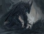 ambiguous_gender anthro black_body duo goo-connected_lips horn kneeling nude spikes tail wings themefinland mythology dragon goo_creature mythological_creature mythological_scalie scalie 2024 detailed digital_media_(artwork) hi_res