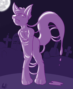 anthro bdsm bound cemetery clothing dropping gag gagged latex latex_clothing liquid male moon outside simple_background skinsuit slime suit symbionte tail tight_clothing tombstone trapped jedader canid canine fox mammal digital_media_(artwork) hi_res
