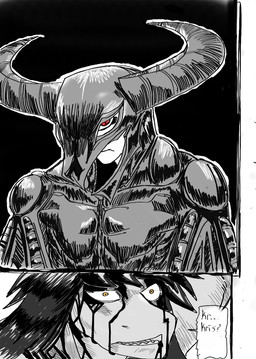 anthro armor blood bodily_fluids duo female imminent_rape imminent_sex male conqueeftodor1 berserk_(series) deltarune undertale_(series) femto_(berserk) griffith_(berserk) guts_(berserk) kris_dreemurr susie_(deltarune) human mammal scalie hi_res monochrome