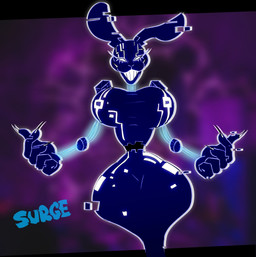 anthro big_breasts breasts crossgender curvy_figure disembodied_hand female glitch glowing glowing_eyes glowing_teeth grin grinning_at_viewer looking_at_viewer mtf_crossgender no_pupils small_waist smile smiling_at_viewer solo teeth text thick_thighs wide_hips wire cryptiacurves fazclaire's_nightclub five_nights_at_freddy's five_nights_at_freddy's:_security_breach scottgames steel_wool_studios mxes_(fnaf) surge_(cryptiacurves) digital_creature lagomorph leporid mammal rabbit character_name digital_drawing_(artwork) digital_media_(artwork) hi_res