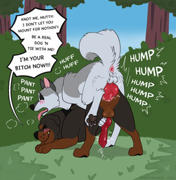 anal anal_penetration animal_genitalia animal_penis anus backsack balls big_knot blush blush_lines bodily_fluids breath canine_genitalia canine_penis collar curled_tail dialogue dirty_talk duo erection feral feral_on_feral feral_penetrated feral_penetrating feral_penetrating_feral from_behind_position genital_fluids genitals huge_knot humping intraspecies knot knotted_penis leaking_precum male male/male male_penetrated male_penetrating male_penetrating_male mating_grip motion_lines mounting outside panting pawpads penetration penile penile_penetration penis penis_in_ass power_bottom precum profanity public public_sex rear_view saliva saliva_on_tongue semi_public sex small_balls tail text tongue tongue_out top_hole whisker_spots badfurgood ghost_(badfurgood) vito_(badfurgood) alaskan_husky canid canine canis domestic_dog husky mammal mastiff molosser nordic_sled_dog rottweiler spitz english_text hi_res