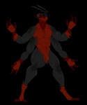 3_fingers abs anthro balls biceps black_glans fingers flaccid genitals glans male multi_arm multi_limb muscular muscular_anthro muscular_male nude penis red_penis solo booou ant arthropod hymenopteran insect alpha_channel