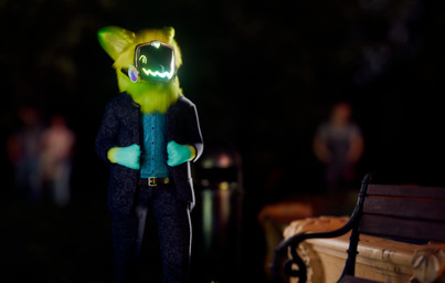 ambiguous_gender anthro being_watched bench biped black_clothing black_suit black_suit_jacket black_topwear blue_body blue_clothing blue_shirt blue_suit blue_suit_jacket blue_topwear claws clothed clothing dipstick_ears ear_markings feet fingers fluffy fluffy_ears fountain fur gradient_fur green_arm green_arms green_body green_ear_tips green_ears green_eyes green_face green_feet green_fur green_hair green_head green_paws green_tail hair happy looking_at_another machine male multicolored_arms multicolored_body multicolored_ears multicolored_face multicolored_fur multicolored_head multicolored_tail night outside park park_bench people_watching plant public rainbow_visor_circle screen screen_face shirt smile solo suit suit_jacket tail topwear tree walking walking_towards_viewer water_fountain yellow_arm yellow_body yellow_ears yellow_eyes yellow_face yellow_fur yellow_head yellow_legs yellow_tail retiu tanza3d retiu_(retiu) protogen 2026 3d_(artwork) blender_(artwork) blender_cycles_(artwork) digital_media_(artwork) hi_res nonbinary_(lore)