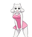 anthro bouncing_breasts breasts clothed clothing curvy_figure dancing dress female fur looking_at_viewer mature_female seductive white_body white_fur huitu_c me!me!me! undertale undertale_(series) toriel bovid caprine mammal sheep 2d_animation animated short_playtime