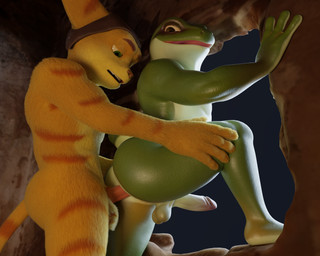 anal anal_penetration anthro anus backsack balls duo erection eyewear fur genitals glans goggles green_body green_eyes humanoid_genitalia humanoid_penis male male/male male_penetrated male_penetrating male_penetrating_male nude penetration penile penile_penetration penis penis_in_ass sex smile stripes tail yellow_body yellow_fur no-name-no-problem ratchet_and_clank sony_corporation sony_interactive_entertainment ratchet_(ratchet_and_clank) amphibian frog lombax mammal 3d_(artwork) 5:4 digital_media_(artwork) hi_res