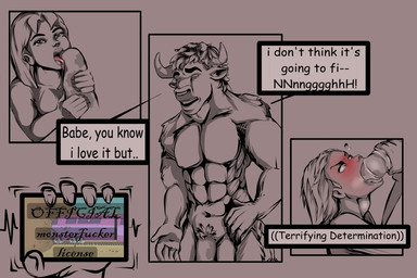 anthro cheek_bulge deep_throat determined fellatio female interspecies male male/female neck_bulge oral oral_penetration penetration penile romantic romantic_couple sex sizedifference teratophilia text karmacollar european_mythology greek_mythology mythology bovid mammal english_text