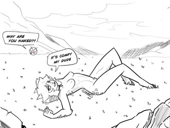 anthro aroused aroused_face bedroom_eyes body_hair breasts butt cigarette dialogue drugged drugs embarrassed exhibitionism eyelashes female fluffy fur grass green_eyes hair half-closed_eyes hooves looking_at_viewer looking_back looking_back_at_viewer lying lying_on_grass lying_on_ground marijuana messy_hair narrowed_eyes nature nature_background nipples nude nudist on_grass on_ground open_mouth plant seductive short_hair small_breasts smile smiling_at_viewer smoking smoking_cigarette solo speech_bubble substance_intoxication elmistorr european_mythology greek_mythology mythology thalia_(elmistorr) bovid deer faun mammal satyr