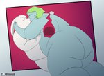 anthro big_butt butt clothing duo female hat headgear headwear holding_object hug humanoid_on_anthro kissing male male/female nude obese obese_female obese_male overweight overweight_female overweight_male simple_background thick_thighs rogero_(artist) dragon_ball dragon_ball_super ribrianne alien animal_humanoid humanoid lagomorph lagomorph_humanoid leporid leporid_humanoid mammal mammal_humanoid rabbit rabbit_humanoid hi_res watermark