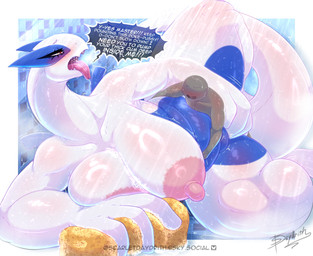 anthro anthro_penetrated areola belly big_breasts biped blue_body breasts cum_request explicitly_stated_consent female female_penetrated huge_breasts human_on_anthro human_penetrating human_penetrating_anthro hyper hyper_breasts interspecies larger_female larger_penetrated long_neck looking_pleasured male male/female male_human male_penetrating male_penetrating_anthro male_penetrating_female multicolored_body nipples overweight overweight_anthro overweight_female penetration pokephilia sex shower shower_sex size_difference smaller_male thick_thighs tongue tongue_out water wet white_body thescarletdragon1 nintendo pokemon generation_2_pokemon human legendary_pokemon lugia mammal pokemon_(species) hi_res