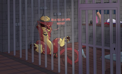 bdsm bondage bound dildo female feral genitals paws prison_cell sex_toy solo vulva spotxy nintendo pokemon sierra_(darknfluffy) felid feline generation_5_pokemon liepard mammal pokemon_(species) absurd_res hi_res