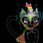 black_body black_fur blep cape clothing collar crown female feral fur headgear narrowed_eyes red_cape red_clothing red_collar solo tongue tongue_out naircat domestic_cat felid feline felis mammal 1:1 2013 digital_media_(artwork) digital_painting_(artwork) hi_res painting_(artwork)