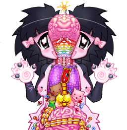 accessory ambiguous_gender anthro black_hair blush bow_ribbon breasts female feral gore group guts hair hair_accessory hair_bow hair_ribbon heart_(organ) intestines kemono looking_at_viewer lung nipple_piercing nipples organs paws piercing ribbons scar self-harm_scars simple_background smile white_background alunka domestic_cat felid feline felis mammal organ_creature digital_media_(artwork) hi_res