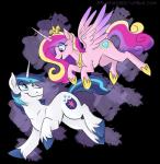 2016 alpha_channel crown cutie_mark duo equid equine feathered_wings feathers female feral friendship_is_magic hair hasbro headgear horn male mammal multicolored_hair my_little_pony mythological_creature mythological_equine mythology princess_cadance_(mlp) shining_armor_(mlp) simple_background smile sophiecabra text transparent_background unicorn url winged_unicorn wings