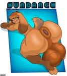 4_toes anthro anus balls big_balls blue_background border brown_body brown_hair butt feet freckled_butt freckles gaping gaping_anus genitals hair huge_balls hyper hyper_balls hyper_genitalia looking_back male motion_lines multicolored_body nude open_mouth perineum presenting presenting_hindquarters puffy_anus simple_background solo tail tail_motion tailwag text toes white_border bunnyboi0108 sundance lagomorph leporid mammal rabbit 2025 absurd_res english_text hi_res