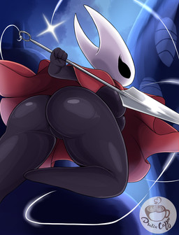 action_pose anthro big_breasts big_butt black_body black_eyes breasts bubble_butt butt clothed clothing dvalin_coffee female glistening glistening_butt partially_clothed pose red_clothing solo thick_thighs weapon wide_hips dvalinarts hollow_knight_(franchise) team_cherry hornet_(hollow_knight) arthropod insect 2025 absurd_res hi_res