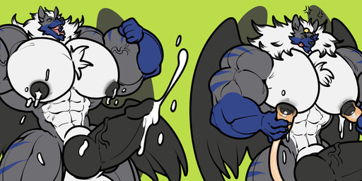 animal_genitalia animal_penis anthro big_muscles big_pecs big_penis black_penis bodily_fluids canine_genitalia canine_penis genitals huge_muscles huge_pecs huge_penis hyper hyper_muscles lactating machine male male_lactation milking_machine milking_machine_on_male muscular pecs penis solo spread_wings wings trencalos flickrtail canid canine hybrid mammal nephilim absurd_res hi_res