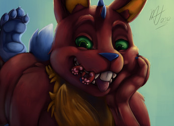 4_toes ambiguous_gender anthro blue_body blue_claws blue_fur blue_nose blue_pawpads buckteeth claws duo extreme_size_difference feet fur green_eyes horn larger_anthro larger_male larger_pred lying macro male male_pred micro multicolored_body multicolored_fur nude on_front open_mouth oral_vore orange_body orange_fur partially_inside pawpads paws pink_pawpads pink_tongue red_body red_fur short_tail simple_background size_difference smile solo_focus spikes tail teeth toes tongue tongue_out tuft two_tone_body two_tone_fur vore yellow_body yellow_fur robomax cirez lagomorph leporid mammal rabbit digital_media_(artwork) signature