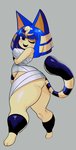 anthro big_breasts breasts butt female looking_at_viewer one_eye_closed simple_background solo thick_thighs wink noblood animal_crossing nintendo ankha_(animal_crossing) domestic_cat felid feline felis mammal hi_res