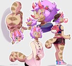 anthro brown_body feet female hair heterochromia horn purple_hair solo ground-lion chameleon chimereon jackson's_chameleon lizard reptile scalie low_res