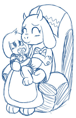 anthro clean_diaper clothed clothing daww diaper duo horn long_ears male object_in_mouth pacifier pacifier_in_mouth wearing_diaper young tenerius undertale undertale_(series) asriel_dreemurr toriel boss_monster_(undertale) bovid caprine goat mammal 2015 black_and_white blue_and_white monochrome mother_(lore) parent_(lore)