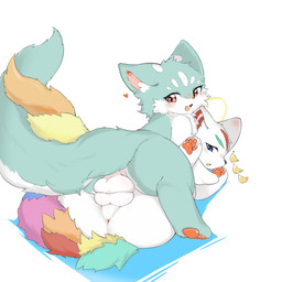 balls duo feral genitals male male/male soukoa fabulous_beasts maomaolei_(fabulous_beasts) panhu_(fabulous_beasts) absurd_res hi_res