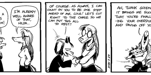 anthro clothed clothed_anthro clothed_female clothing dialogue ear_piercing ear_ring eyewear female fully_clothed fully_clothed_anthro fully_clothed_female glasses group hair horn hug librarian library long_hair magic_user piercing ring_piercing robe short_anthro short_female speech_bubble sweater tail tail_motion tailwag tall_anthro tall_female text topwear trio wearing_glasses witch mellodillo cole_(mellodillo) hilda_(mellodillo) portia_(mellodillo) afghan_hound bovid canid canine canis caprine domestic_dog goat hunting_dog mammal mouse murid murine rodent sighthound 2026 black_and_white comic english_text monochrome multiple_scenes
