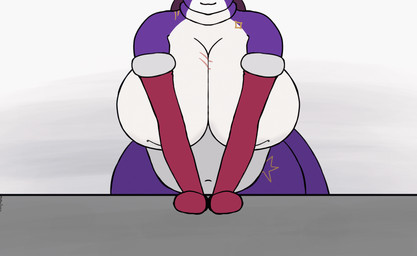 anthro big_breasts breast_expansion breasts expansion female hair huge_breasts hyper hyper_breasts markings nipple_piercing nipples piercing purple_body purple_skin scar simple_background smile solo tail thick_thighs wide_hips phil_sux lua_(switchywitch) aquatic fish shark 2d_animation animated hi_res