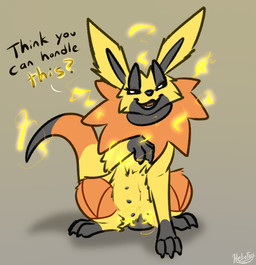 animal_genitalia animal_vulva canine_genitalia canine_vulva electric electricity female feral fur fusion genitals nipples open_mouth pokemon_fusion quadruped simple_background smile solo tail teasing text vulva yellow_body yellow_fur conditional_dnp heliofox fakemon nintendo pokemon fan_character tesla_(heliofox) canid canine canis eeveelution generation_1_pokemon generation_6_pokemon heliolisk hybrid hybrid_pokemon jolteon mammal pokemon_(species) digital_media_(artwork) english_text hi_res