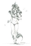 anthro bikini breasts butt butt_from_the_front clothing cloven_hooves eyewear facial_scales female hair hooves horn navel neck_tuft open_mouth scales side-tie_bikini solo string_bikini sunglasses swimwear tail tail_tuft thigh_gap tuft two-piece_swimsuit baron_engel friendship_is_magic hasbro my_little_pony mythology autumn_blaze_(mlp) dragon kirin mythological_creature mythological_scalie scalie 2025 graphite_(artwork) greyscale hi_res monochrome traditional_media_(artwork)