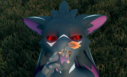 3_fingers 4_ears anthro blue_markings breath_fog butt claws cybernetic_eye cybernetics dark_body dark_feathers dark_fur duo feathers fingers fur glowing glowing_eyes grass imminent_vore larger_pred machine macro macro_pred male markings micro micro_prey multi_ear oral_vore orange_markings orange_paws paws plant red_eyes size_difference spiri'vali standing swallowing vore umbry hiyu_(modeler) talos_(talos_99) umbry_moonlight avali 3d_(artwork) absurd_res digital_media_(artwork) hi_res