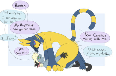 after_transformation anthro anthro_on_anthro breasts butt dialogue dominant dominant_female duo female hypnosis male male/female mind_control nude open_mouth ringed_eyes sex simple_background tail text yellow_body robertge animal_crossing nintendo ankha_(animal_crossing) jason_markova raymond_(animal_crossing) domestic_cat felid feline felis mammal 2026 digital_media_(artwork) english_text hi_res
