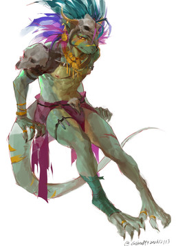 anthro athletic bandaged_ankle blush bone bone_mask bottomwear claws clothing ear_piercing feathered_headdress green_body jewelry long_tail male markings mask navel nipples pecs piercing simple_background sitting skull skull_accessory skull_mask solo tail tapering_tail tribal tribal_clothing vial white_background wraps yellow_markings catheadyy terraria shimmered_witch_doctor witch_doctor_(terraria) lihzahrd lizard reptile scalie absurd_res digital_media_(artwork) digital_painting_(artwork) hi_res painting_(artwork)