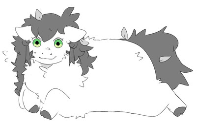 ambiguous_feral ambiguous_gender blank_stare bodily_fluids closed_smile feral fur green_eyes grey_hair grey_hooves grey_tail hair hooves leaf leaves_in_hair lying mouth_closed on_front simple_background smile solo sweat tail white_background white_body white_fur lizzyhp fluffy_pony fluffy_pony_(species) mammal 2024 digital_drawing_(artwork) digital_media_(artwork) spot_color