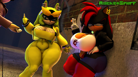 alley ambiguous_gender annoyed anthro big_breasts big_butt bottomwear breasts butt camel_toe choker cigarette clitoris_outline clothing crossgender duo_focus ear_piercing ear_ring eyewear eyewear_on_head female female_focus fingerless_gloves gesture gloves group hand_gesture hand_on_hip handwear hotpants huge_breasts huge_butt jewelry legwear middle_finger money mtf_crossgender necklace nipple_outline piercing prostitution ring_(jewelry) ring_piercing sharp_teeth shorts stockings sunglasses sunglasses_on_head teeth thong trio underwear rocketspuff idw_publishing sega sonic_the_hedgehog_(comics) sonic_the_hedgehog_(idw) sonic_the_hedgehog_(series) mighty_the_armadillo shadow_the_hedgehog surge_the_tenrec afrosoricid armadillo eulipotyphlan hedgehog mammal tenrec xenarthran 16:9 3d_(artwork) 4k absurd_res digital_media_(artwork) hi_res widescreen