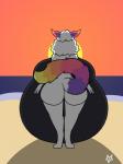 anthro beach belly big_belly big_breasts breasts butt female fur huge_belly huge_breasts hyper hyper_belly hyper_breasts hyper_pregnancy nude outside pregnant seaside simple_background sky solo sunset thick_thighs water white_body white_fur wide_hips daebelly dae_(daebelly) 3:4 absurd_res digital_media_(artwork) hi_res nonbinary_(lore)