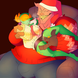 age_difference andromorph andromorph/male anthro belly beverage big_belly bodily_fluids bottomwear bulge candy casual_fingering casual_sex chocolate christmas_clothing christmas_headwear clothed clothing container cup dessert dripping duo fingering food genital_fluids hat headgear headwear holidays hot_chocolate intersex intersex/male male older_male orange_mask overweight santa_hat sex simple_background smile sweater topwear vaginal vaginal_fingering vaginal_fluids n4styroll christmas rise_of_the_teenage_mutant_ninja_turtles teenage_mutant_ninja_turtles meat_sweats_(tmnt) michelangelo_(tmnt) box_turtle domestic_pig mammal reptile scalie suid suine sus_(pig) turtle 1:1 hi_res