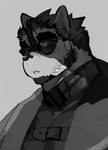 anthro belt clothing eyewear facial_hair jacket male muscular muscular_anthro muscular_male pecs solo sunglasses topwear gao_53937056 lifewonders live_a_hero tsuneaki domestic_cat felid feline felis mammal bust_portrait hi_res portrait