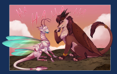 ambiguous_gender blush claws countershade_torso countershading duo feathers feet feral fur hair horn sitting smile tail toes wings rukifox mythology dragon mythological_creature mythological_scalie scalie 2026 alpha_channel digital_drawing_(artwork) digital_media_(artwork)