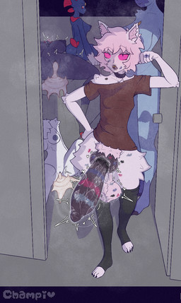 4_toes after_sex animal_genitalia animal_penis annoyed anthro areola arm_tuft balls bed big_breasts big_penis biped black_choker black_claws black_clothing black_jewelry black_legwear black_necklace black_thigh_highs blue_body blue_fur bodily_fluids bottomless breasts brown_clothing brown_shirt brown_topwear butt canine_genitalia canine_penis choker claws clothed clothing cum dark_penis doorway elbow_tuft emanata erection excessive_cum excessive_genital_fluids feet female front_view fur furniture genital_fluids genitals group gynomorph hair hand_on_hip heart_symbol hip_tuft huge_penis intersex jewelry kiss_mark_on_balls kiss_mark_on_face leaking_cum leaning_on_doorway legwear lipstick_on_penis lipstick_ring looking_at_viewer necklace nipples no_bra nude on_bed penis pink_hair pink_sclera pubes pupils saggy_balls saliva saliva_on_penis saliva_string shirt short_hair shoulder_tuft slit_pupils standing thigh_highs throbbing throbbing_penis toes topwear tuft vulva white_body white_fur champaanimation nintendo pokemon champi absol felid feline generation_3_pokemon generation_4_pokemon generation_5_pokemon generation_8_pokemon mammal pokemon_(species) sneasler weavile zoroark 2024 hi_res watermark