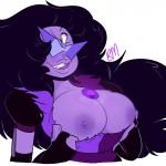 3_eyes big_breasts black_hair breasts clothed clothing eyewear female fingers fusion gem glasses hair multi_eye nipples not_furry purple_body purple_eyes purple_skin smile solo teeth tongue blushmallet cartoon_network steven_universe sugilite_(steven_universe) alien alien_humanoid gem_(species) gem_fusion humanoid 1:1 2016 hi_res