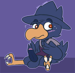 balls beak blush bodily_fluids bottomless clothed clothing embarrassed erection feathered_wings feathers feral flying_sweatdrops foreskin front_view genitals hoodie humanoid_genitalia humanoid_penis looking_away male nervous non-mammal_balls partially_retracted_foreskin penis semi-anthro sitting solo spread_legs spreading sweat sweatdrop topwear winged_arms wings felino nintendo pokemon fan_character felikrow felimon avian bird generation_2_pokemon murkrow pokemon_(species) 2016 flat_colors signature