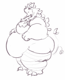 2_horns anthro arm_tuft bandeau belly big_belly big_breasts big_butt biped bottomless bottomless_anthro bottomless_female breasts butt clothed clothing elbow_tuft female female_anthro fingers fur fur_tuft hair hand_on_own_belly horn huge_belly huge_thighs legwear long_hair obese obese_anthro obese_female overweight overweight_anthro overweight_female partially_clothed partially_clothed_anthro partially_clothed_female pattern_clothing pattern_legwear pattern_stockings pattern_thigh_highs side_view solo standing stockings striped_clothing striped_legwear striped_stockings striped_thigh_highs stripes tail tail_motion tailwag thick_thighs thigh_highs topwear tuft miluinaoxie mythology dragon furred_dragon furred_scalie mythological_creature mythological_scalie scalie black_and_white full-length_portrait monochrome portrait sketch unfinished